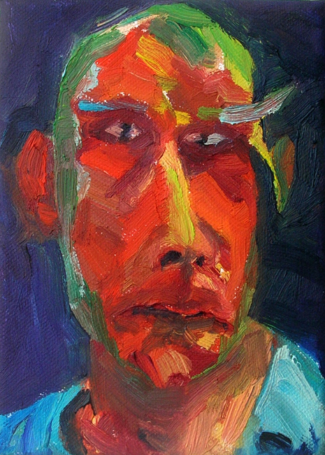 "Selbstportrait", 2012. Oil on canvas, 13x18cm, sold, Kunst Art - Dominik Lipp