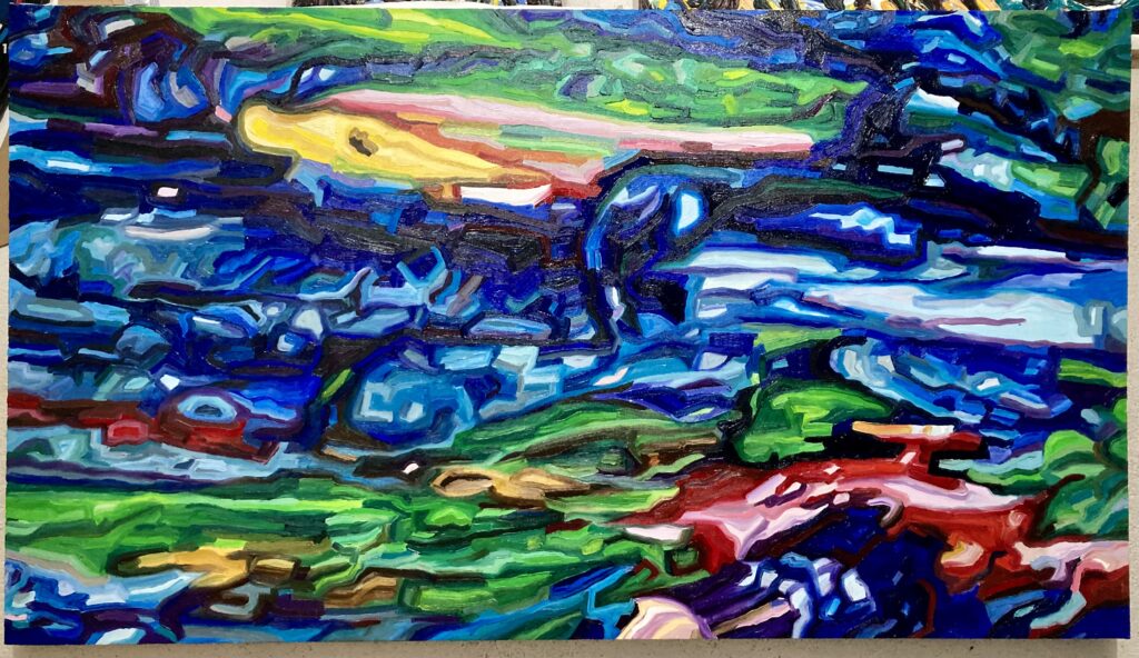 Floating, 90X160 cm Oil on Canvas, 2024